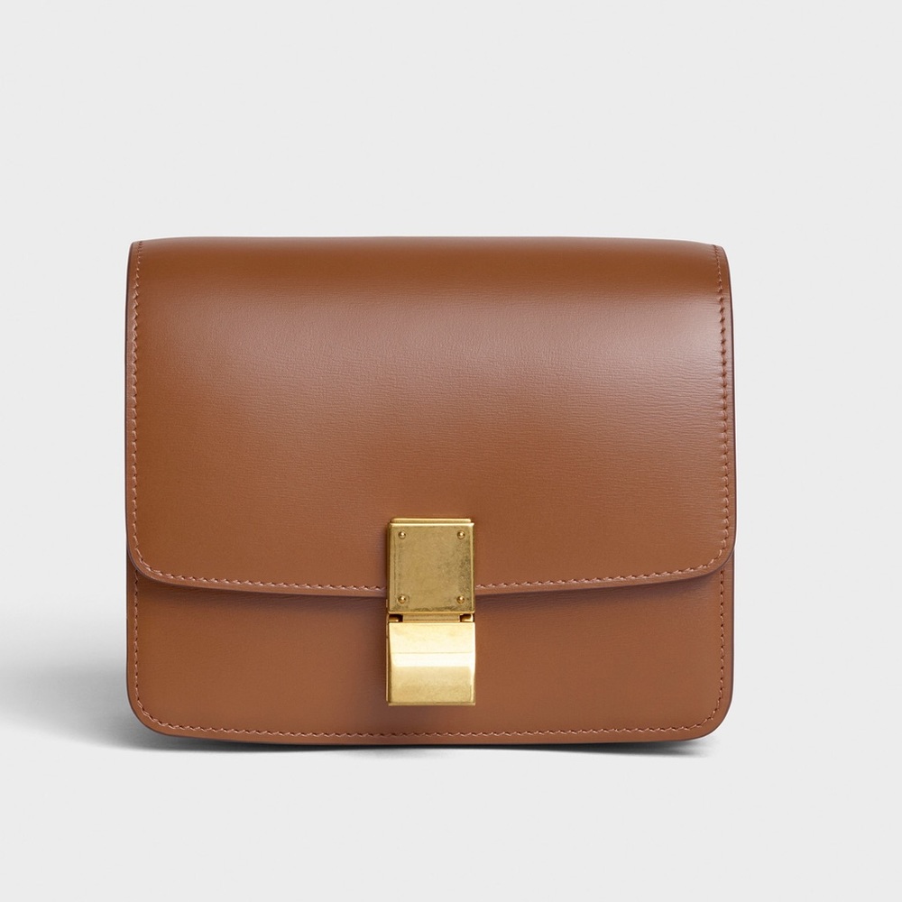 Celine Tan Shoulder Bag with Gold Accent